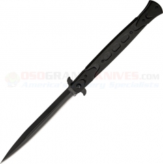 United Cutlery Rampage Stiletto Assisted Opening Flipper Mega Folding Knife (6.125 Inch Black Plain Blade) Black Aluminum Handle UC2776