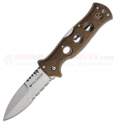 Cold Steel Gunsite Counter Point I Folding Knife (4 Inch AUS10A Satin Spear Point Combo Blade) Flat Dark Earth Griv-Ex Handle 10ABV3