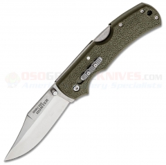 Cold Steel Double Safe Hunter Lockback Folding Knife (3.5 Inch 8Cr13MoV Satin Clip Point Plain Blade) OD Green Zy-Ex Handle 23JC