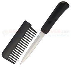 Hair Comb Knife Self-Defense Dagger (3.13 Inch Double-Edge Stainless Steel Blade) Black Synthetic Handle MI222