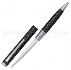 Executive Ink Pen Knife Covert Self-Defense Tool (2.25 Inch Stainless Steel Blade) + Faux Carbon Fiber Pen Cap for Concealed Carry MI125