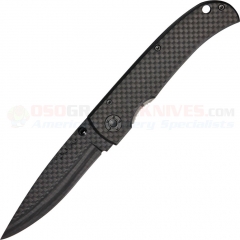 Benchmark Wildwind Carbon Fiber Linerlock Folding Knife (3.25 Inch Carbon Fiber Blade) Black CF Handle BMK053