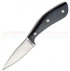 FOX Edge Fixed Blade Knife (3.0 Inch Satin Stainless Drop Point Plain Blade) Black Pakkawood Handle + Black Nylon Sheath FE007