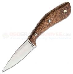 FOX Edge Fixed Blade Knife (3.0 Inch Satin Stainless Drop Point Plain Blade) Chicken Wing Wood Handle + Black Nylon Sheath FE008