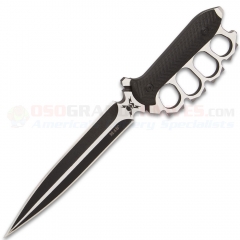 United Cutlery M48 Liberator Trench Knife Dagger Fixed (7.5 Inch Double-Edge Two-Tone Black/Satin Blade) Layered FRN Handle + Knuckle Buster Tang + Vortec/Nylon Sheath UC3381