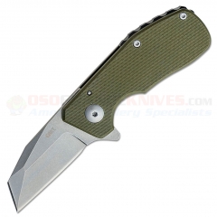 Columbia River CRKT Graham Razelcliffe Compact Flipper FrameLock Folding Knife (2.13 Inch Stonewash Wharncliffe Chisel Blade) OD Green G10 Handle 4021ODS
