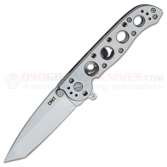 Columbia River CRKT M16-02SS Kit Carson Frame Lock Flipper Knife (3.12 Inch 12C27 Tanto Bead Blast Plain Blade) Stainless Steel Handle CRM1602SS