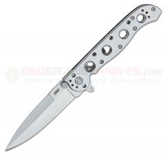 Columbia River CRKT M16-03SS Kit Carson Frame Lock Flipper Folding Knife (3.58 Inch 12C27 Bead Blast Spear Point Plain Blade) Stainless Steel Handle CRM1603SS