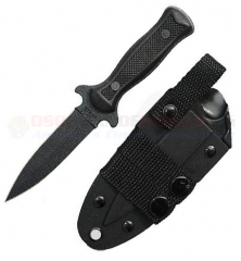 Camillus Boot Knife Full-Tang Dagger (3.25 Inch Black High Carbon Stainless Steel Double-Edge Blade) Checkered Black Valox Handle + Kydex Sheath CP75K