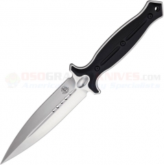 Begg Knives Filoso Dagger Knife Fixed (5.50 Inch AUS-10A Satin Double-Edge Dagger Blade) Black Polymer Handle + Kydex Sheath BG030