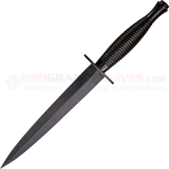 IXL Sheffield IXL180BLS Fairbairn Sykes British Commando Dagger (6.75 Inch Double-Edge Black Stainless Steel Blade) Black Metal Alloy Handle + Leather Sheath
