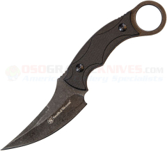 Smith & Wesson M&P Karambit Tactical Full-Tang Neck Knife Fixed (3.75 Inch Swept Point Blade) Black G10 Handle w/ Pinky Ring + Kydex Sheath SW995