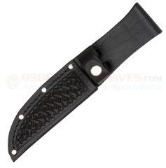 Black Leather Basket-weave Fixed Blade Knife Belt Sheath (Fits Most Fixed Blade Knives w/ up to 4.0 Inch Blade Length) SH206