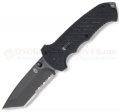 Gerber 06 FAST Tanto Assisted Opening Folding Knife (3.80 Inch Black Combo Blade) Black G10 Handle 30-000118