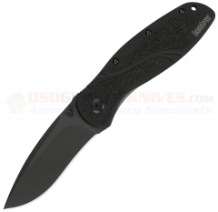 Kershaw Ken Onion Tactical Blur Assisted Folding Knife (3.38 Inch Black Plain Blade) Black Aluminum Handle 1670BLK