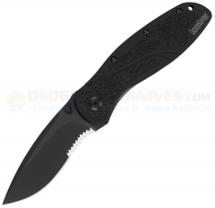Kershaw Ken Onion Tactical Blur Assisted Folding Knife (3.38 Inch Black Combo Blade) Black Aluminum Handle 1670BLKST