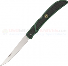 Outdoor Edge Fish & Bone Folding Fillet and Boning Knife (5.0 Inch Satin Plain Blade) Green Zytel/TPR Handle + Black Nylon Sheath OEFB1
