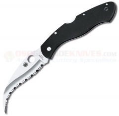 Spyderco C12GS Civilian Karambit Lockback Folding Knife (4.12 Inch VG10 Reverse S Serrated Blade) Black G10 Handle