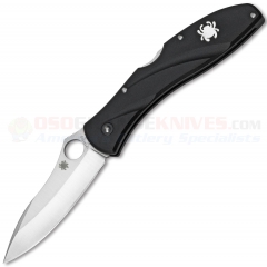 Spyderco C66PBK3 Centofante 3 Lockback Folding Knife (3.125 Inch VG10 Satin Plain Blade) Black FRN Grooved Handle