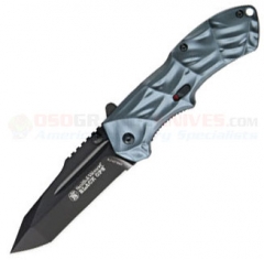 Smith & Wesson BLOP3TB Black Ops 3 MAGIC Spring Assisted Opening Folder (3.4 Inch Tanto Black Plain Blade) Blue Aluminum Handle SWBLOP3TB