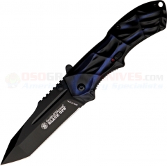 Smith & Wesson BLOP3TBL Black Ops 3 MAGIC Spring Assisted Opening Folder (3.4 Inch Tanto Black Plain Blade) Blue/Black Aluminum Handle SWBLOP3TBL