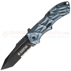 Smith & Wesson BLOP3TBS Black Ops 3 MAGIC Spring Assisted Opening Folder (3.4 Inch Tanto Black Combo Blade) Blue Aluminum Handle SWBLOP3TBS