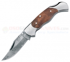 Boker Magnum Lady Damascus Lockback Folding Knife (2.38 Inch Plain Blade) Burlwood Handle 01MB788DAM
