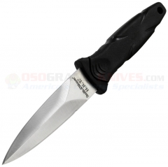 Smith & Wesson HRT3 HRT Military Boot/Neck Knife Dagger (3.57 Inch Double-Edge Satin Plain Blade) Black Rubber Handle + Poly Sheath SWHRT3
