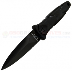Smith & Wesson HRT3BF HRT Military Boot Knife Dagger (3.57 Inch Single-Edge Black Plain Blade) Black Rubber Handle + Poly Sheath SWHRT3BF