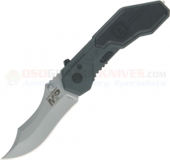 Smith & Wesson MP1 Military & Police MAGIC Spring Assisted Opening Knife (2.9 Inch Drop Point Satin Plain Blade) Black Aluminum Handle w/ Glass Breaker SWMP1