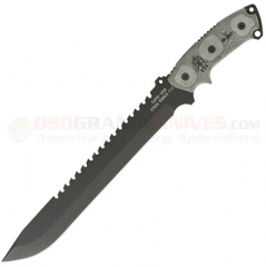 TOPS Knives Steel Eagle X-HD Hunter Fixed (11.0 Inch 1095 Carbon Black Plain Sawback Blade) Micarta Handle + Nylon Sheath SE111AHP
