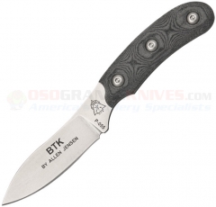 TOPS Knives Bird & Trout Knife Fixed (3.0 Inch 440C Stonewash Plain Drop Point Blade) Gray Micarta Handle + Leather Sheath BTK02