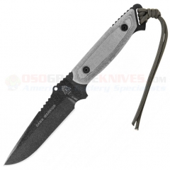 TOPS Knives Dawn Warrior Combat Survival Knife Fixed (5.5 Inch 1095HC Black Plain Blade) Black Micarta Handle + Kydex Sheath DW33