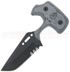 TOPS Knives Grim Ripper Knife Fixed Blade Push Dagger (3.75 Inch 1095HC Black Combo Blade) Gray Micarta Handle + Kydex Sheath GR01