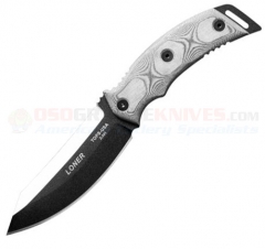 TOPS Knives Loner Fixed (4.68 Inch 1095HC Black Plain Blade) Black Micarta Handle + Kydex Sheath L01