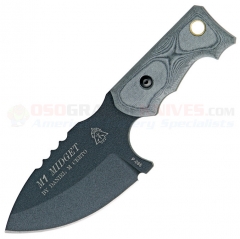 TOPS Knives M1 Midget Fixed (3.75 Inch 1095HC Spear Point Black Plain Blade) Gray Micarta Handle + Kydex Sheath M1MGT-01