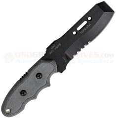TOPS Knives Mini Pry Knife Fixed (3.5 Inch Chisel Point Black Combo Blade) Gray Micarta Handle + Nylon Sheath MPK-01