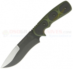 TOPS Knives Mountain Lion Combat Survival Knife Fixed (5.5 Inch 1095HC Black Plain Recurve Blade) Green/Black G10 Handle + Nylon Sheath MTLN01
