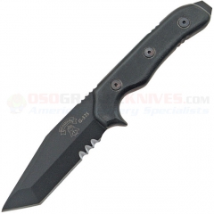 TOPS Knives Sky Marshall Fixed (4.375 Inch Black Tanto 1095HC Combo Blade) Black G10 Handle + Kydex Sheath SKY01