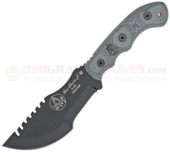 TOPS Knives Tom Brown Tracker 2 Fixed Blade Knife (5.5 Inch 1095HC Black Blade) Micarta Handle + Kydex Sheath TBT02