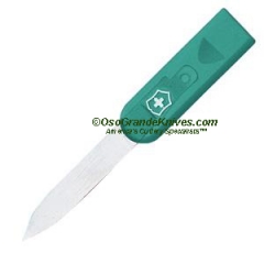 Victorinox Swiss Army Emergency Mini Fixed Blade Letter Opener (SwissCard Replacement Knife) Emerald Green Handle VN30549