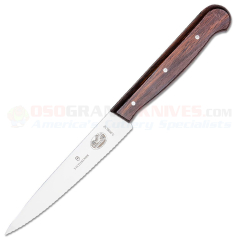 Victorinox Kitchen Utility Knife (4.75 Inch Stainless Wavy Serrated Blade) Rosewood Handle 5.2030.12 (Old Sku 40003)