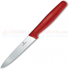 Victorinox Utility Knife Red (4 Inch Spear Point Plain High Carbon Stainless Steel Blade) Red Nylon Handle 5.0701 (Old Sku 40502)
