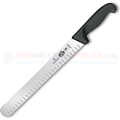 Victorinox Blunt Tip Slicer (12 Inch Granton Edge High Carbon Stainless Blade) Black Fibrox Pro Handle 5.4723.30 (Old Sku 40645)