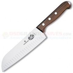Victorinox Santoku (7 Inch Granton Edge High Carbon Stainless Steel Blade) Rosewood Handle 6.8520.17 (Old Sku 41527)