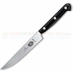 Victorinox  Steak Knife (5 Inch Pointed Tip Stamped Serrated Full Tang Blade) Black POM Handle (Old Sku 41799) VN7.6029.4 