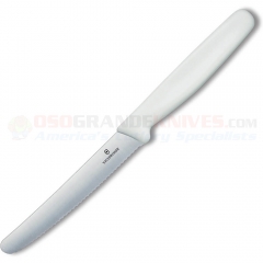 Victorinox Steak Knife (4 Inch Round Tip High Carbon Stainless Steel Blade) White Nylon Handle 5.0737.S (Old Sku 42502)