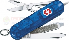 Victorinox Swiss Army Soldier/Signature II Lite Multi-Tool Knife Combo (58mm 2.3 Inches Closed) Translucent Sapphire Handle + Slip Pouch + Tin 57510