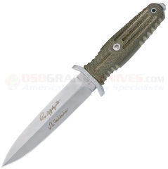 Boker Harsey Applegate-Fairbairn 5.5 Premium Dagger Fixed (5.5 Inch 440C Double-Edge Bead Blasted Blade) Green Micarta Handle + Glass Breaker + Tactical Sheath 120545