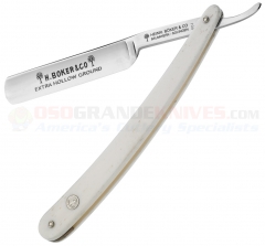 Boker H. Boker & Co. Straight Razor (4/8 Inch Carbon Blade w/ Round Tip) White Bone Scales 140503